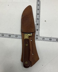 Tome Industries Steel Hunting Knife w/Wood and Brass Handle and Sheath