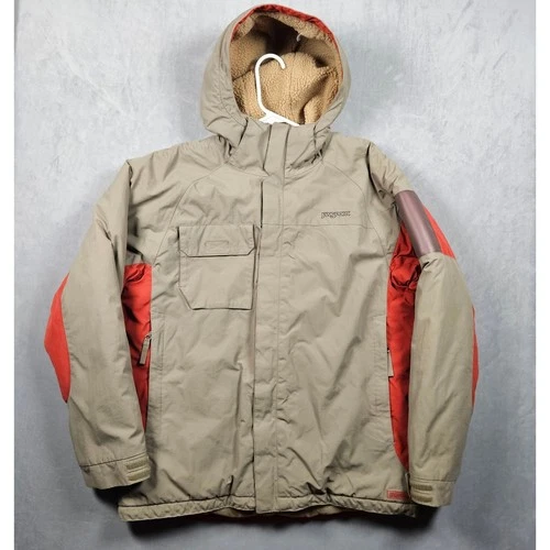 JanSport Jupiter II Parka Jacket Mens Large Tan Two-Tone Sherpa Lined Hooded - product listing photo