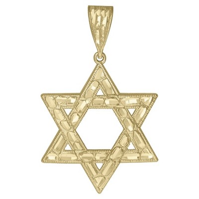 10kt Gelbgold Herren Damen Nugget Textur Davidstern religiös Charm Anhänger