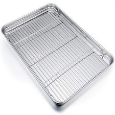 Extra Large Baking Sheet and Rack Set, Stainless Steel Cookie Sheet Baking Pa...