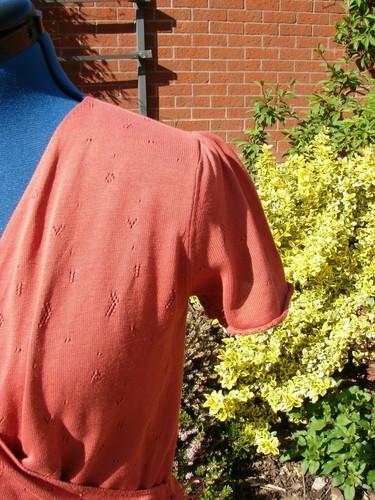 used size 12 Monsoon 70% silk,30% cotton dusky coral short sleeved wrap-over top - Picture 6 of 10