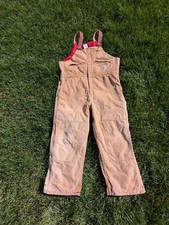 Men's Winter Work Carhartt Bib Overalls 44x28 USA Union Made Duck Canvas Brown