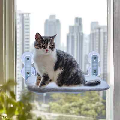 Kabellose klappbare Katzenfenster Sitzstange Katzenhängematte mit 4 Saugnäpfen Haustierbetten Sitz
