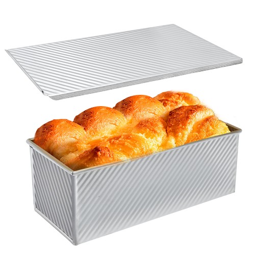 Large Loaf Pullman Bread Pan Aluminized Steel Non Stick Loaf Baking Pan w/ Lid