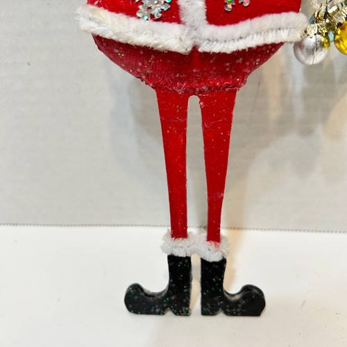 Vintage Holz Weihnachtsmann groß dünn Weihnachtsschmuck handbemalt 9" hoch - Bild 5 von 6