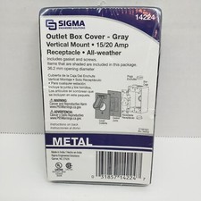 Sigma Electric Outlet Box Cover Vertical Mount 15/20 AMP All Weather Gray 14224