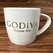 GODIVA Belgium 1926 Chocolate/Coffee Mug White Gold Lettering California Pantry
