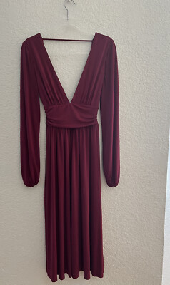ASOS Women's Deep-V Neck Stretch Knit Long Sleeve Maxi Dress Size 6 | eBay