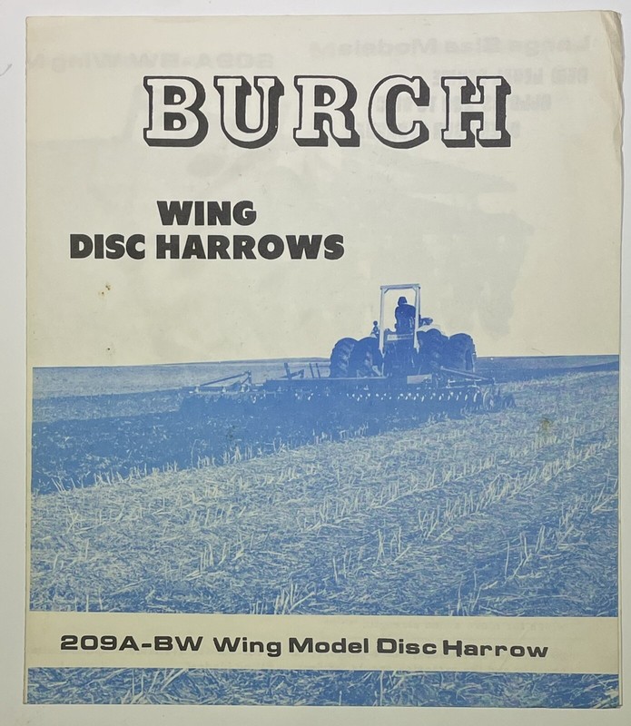 Vintage 1960-70s Burch Farm Implement Disc brochure