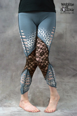 FLOWER OF LIFE Pixie Leggings Hippy Mandala Goa Sacred Geometry One Size