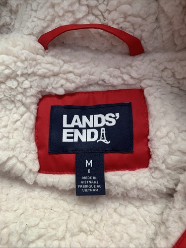 Lands End Kids Size M, insulated Winter Jacket Hooded RED GROW-A-LONGS - Picture 2 of 5