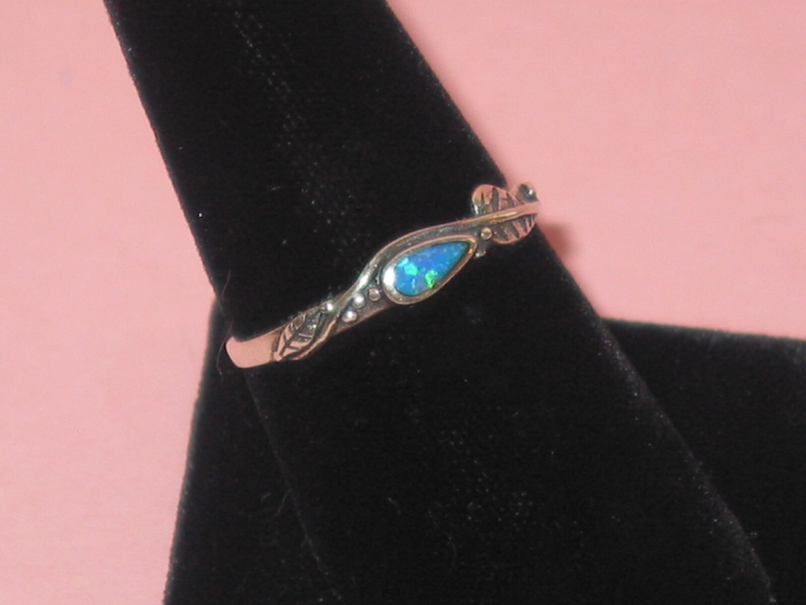 Vintage Sterling Ring With Tiny Opal ~ Delicate L… - image 1