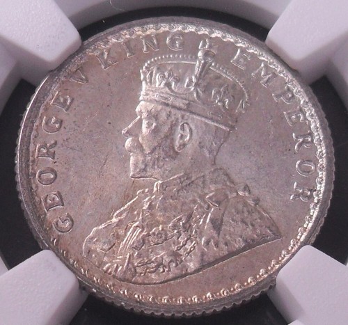 1918 (C) India 1/4 Rupee , NGC MS64 , nice silver coin # 1705, #52-13 - Picture 2 of 4