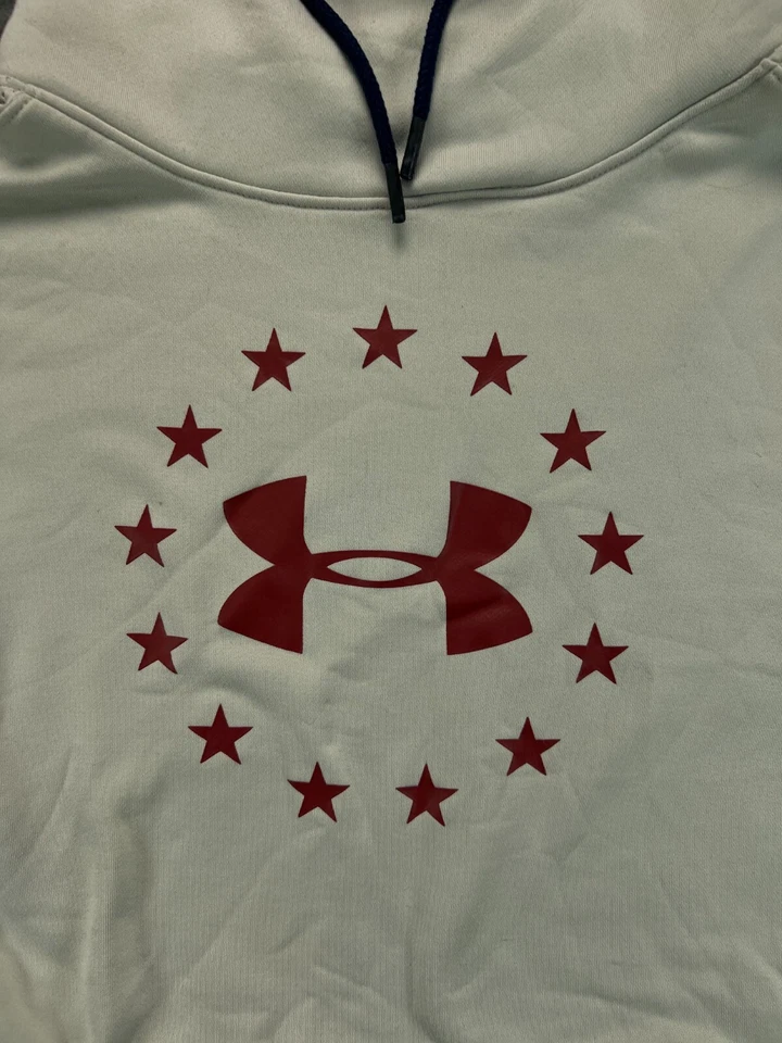 Sudadera Under Armour Mujer Mediana Beige Capucha Cuello Malla Brazo Manga Larga Foto 3 de 4