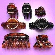 Sparkle Rhinestone Hair Claw Women Art Deco Plastic Jaw Clip Crystal Fancy Bead