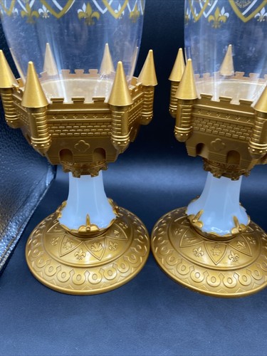 (4) Disney Park Be Our Guest Light UpGoblets Cup Chalice Gold Castle - Picture 8 of 23