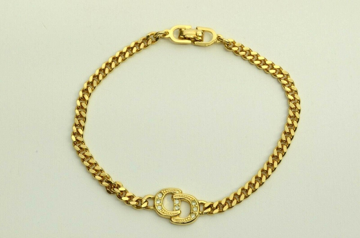 アクセサリー Vintage Christian Dior CD Logo Bracelet Christian Dior Vintage CD Logo Chain Linked Bangle Bracelet