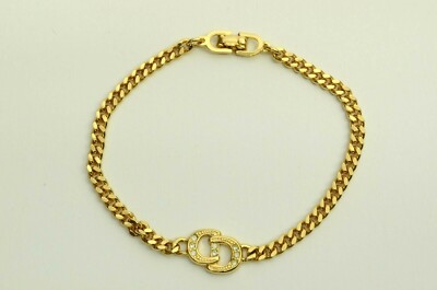 Authentic Vintage Christian Dior Bracelet CD Logo Rhinestone