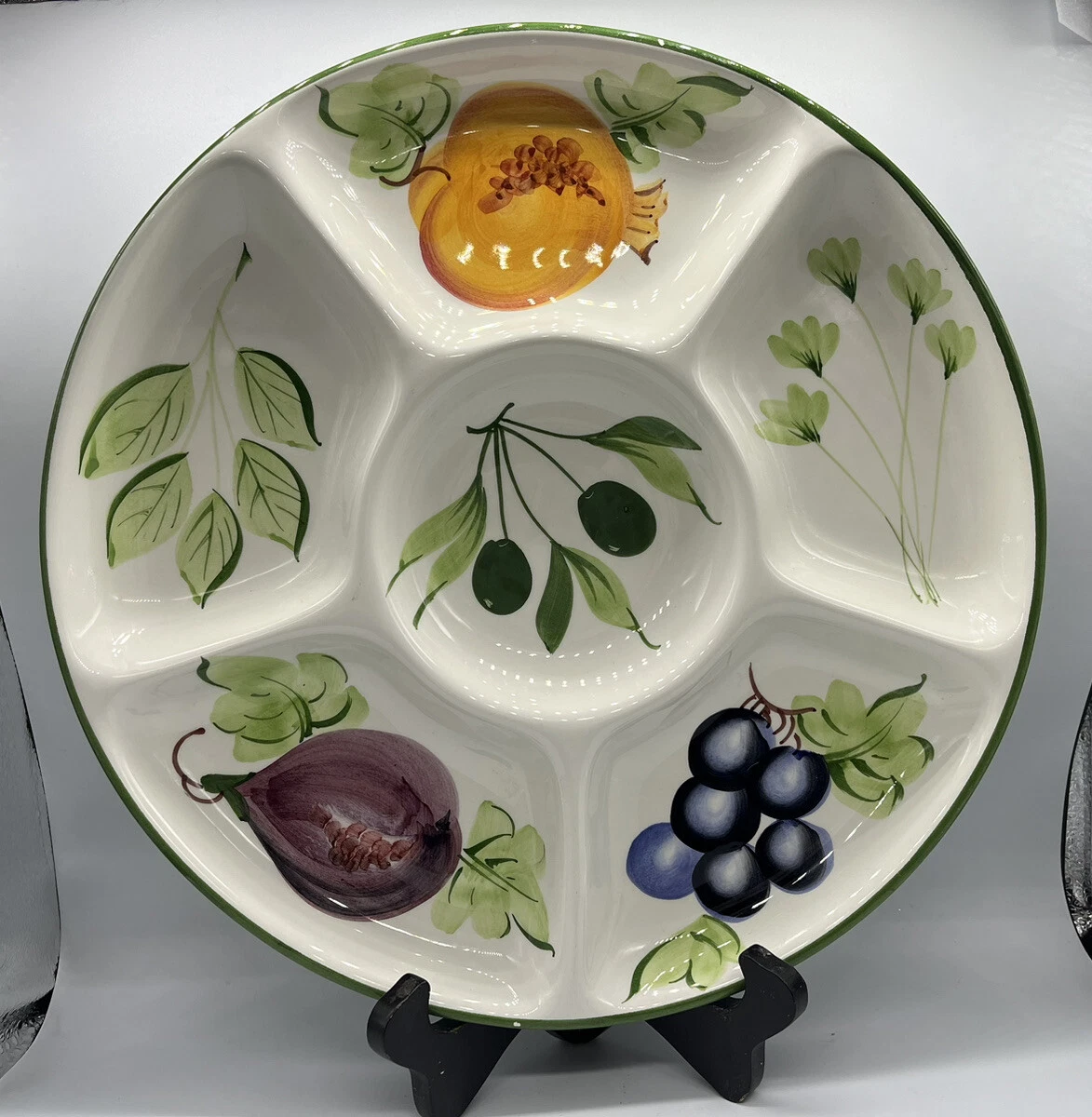 Handpainted Handmade in Italy by Pizzato Ceramic Divided Serving