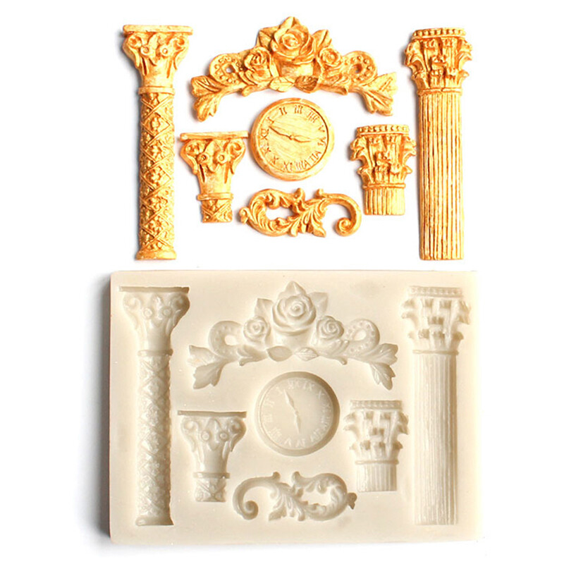 MINFEIDMS Barock Uhr Fondantform - Silikonform Für Kuchendekoration 10,8cm