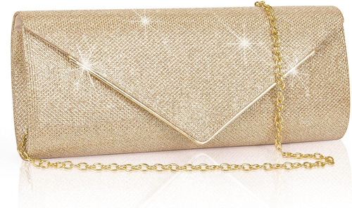 Clutch Purses for Women, Sparkling Envelope Evening Bag with Detachable 2 Pcs Ch
