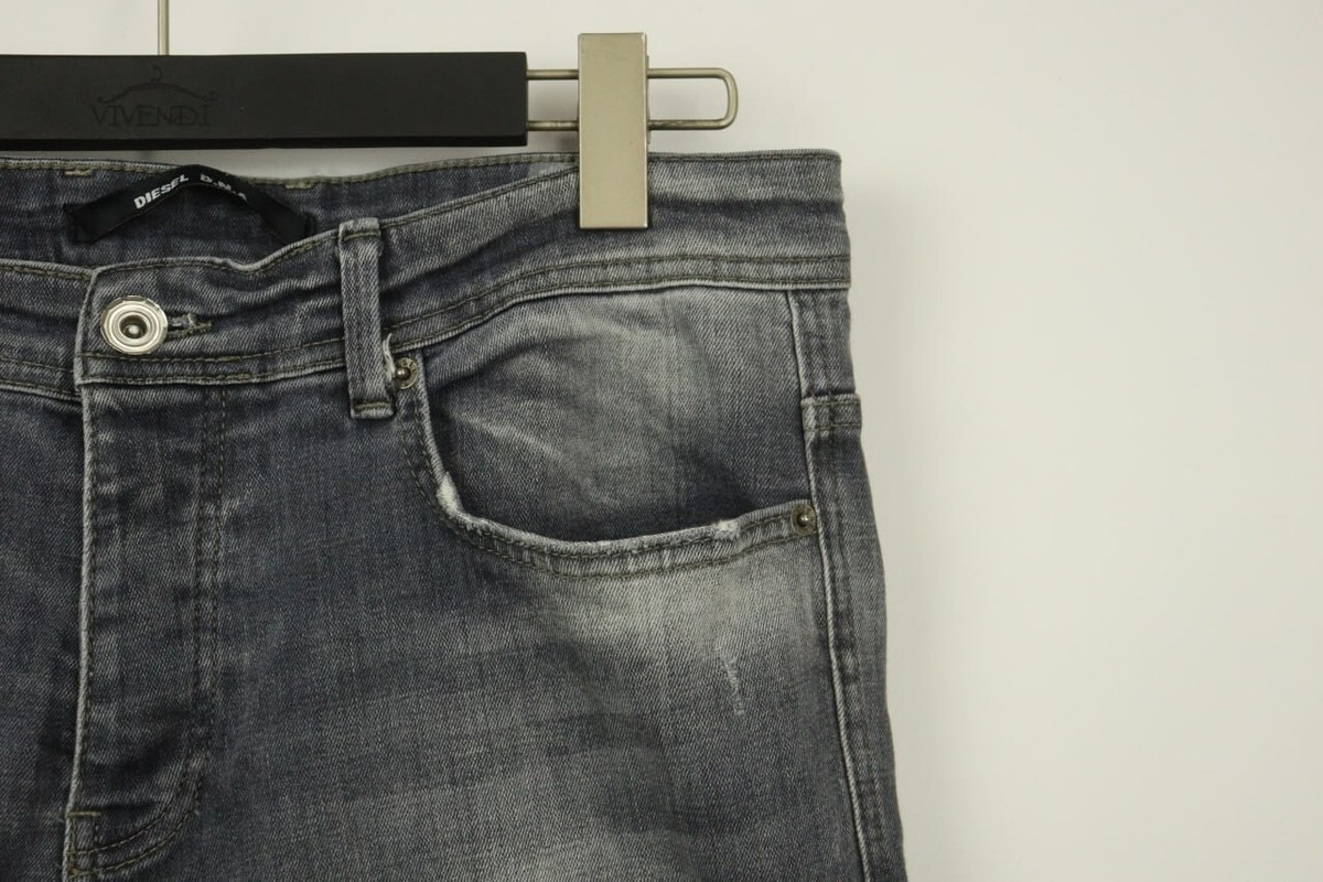 DIESEL D.N.A Grey Wash Denim Slim Skinny Distressed Jeans Size 33