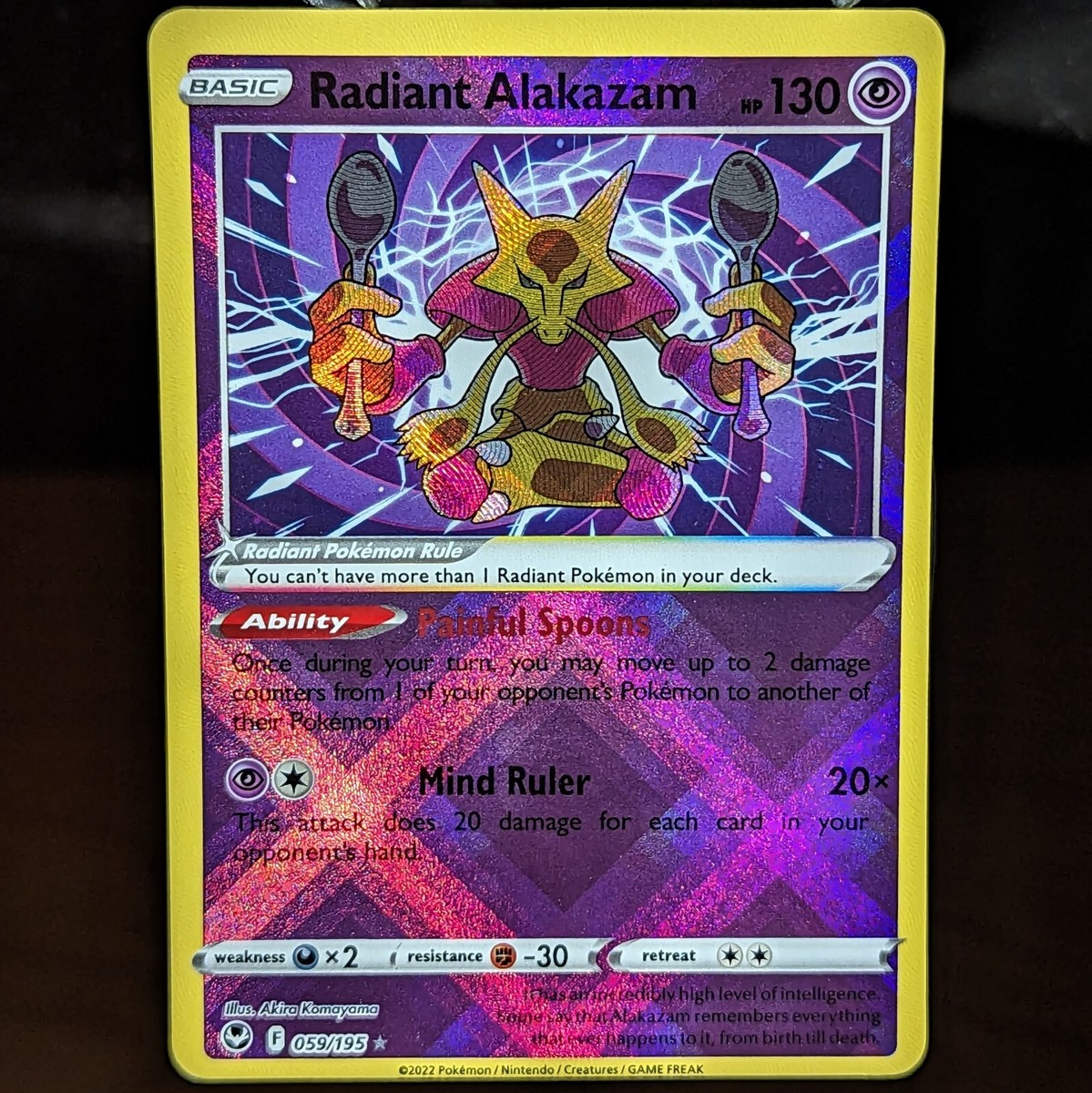 Radiant Alakazam 059/195 NM Silver Tempest Pokemon TCG Card spoons