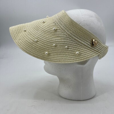 Juicy couture Pearl Sun Hat Juicy Couture Natural Pearl Embellished Straw Sun Visor Hat  main image 4