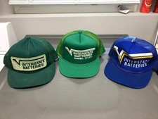 3 total different vintage INTERSTATE BATTERIES TRUCKER HATS SNAPBACK