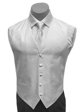 Men's Cardi Collection White Tuxedo Vest  Tie Fullback Wedding Groom Cruise