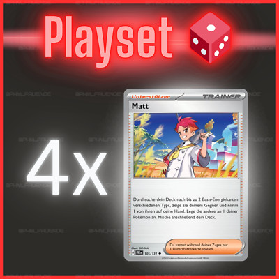 4x Matt 105/131 PRE  NM  Deutsch  Playset Pokemon Trainer 133/142 SCR