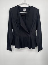 Cabi 6 Peplum Blazer Women Black Excellent Stretch Ponte Snap Front 3549