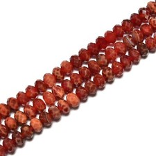 Burnt Orange Fire Agate Hard Cut Faceted Rondelle Beads 4x6mm 5x8mm 15.5''Strand