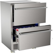 Double Drawer Stainless Steel Wine Fridge Indoor & Outdoor Beverage Refrigerator