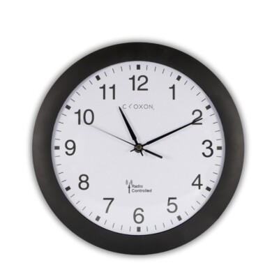 CLOXON Funkwanduhr 30 cm schwarz Funkuhr für Wohnzimmer Büro Küche und mehr