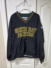 VINTAGE 90s Champion Green Bay Packers Pro Line Windbreaker Black Size Large