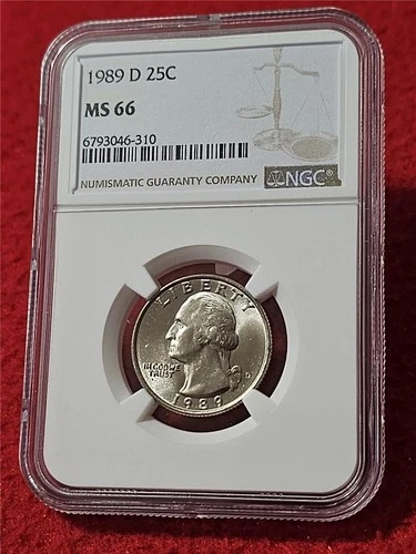 1989-D WASHINGTON QUARTER   NGC MS 66  UNCIRCULATED                     #T0035