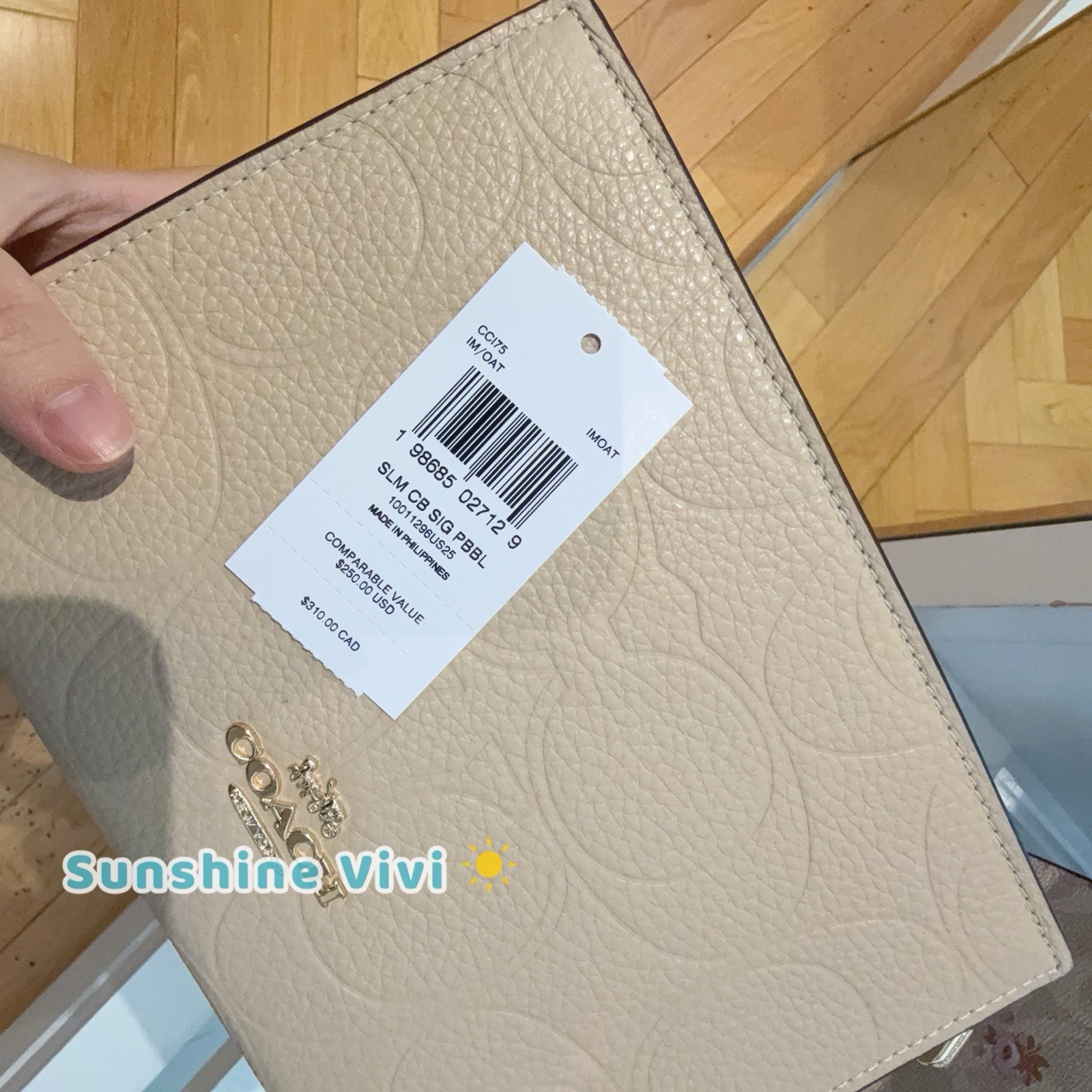 NWT Coach Slim Crossbody Bag Signature Leather CCI75 OAT refined pebble Leather