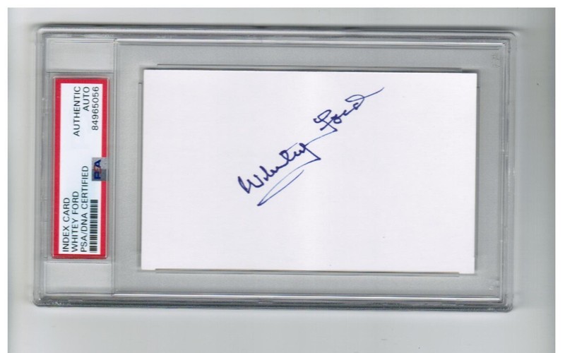 Whitey Ford Signed Index Card - PSA Authentic