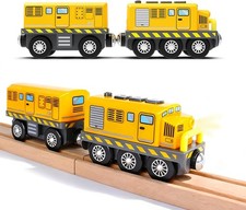 Battery Powered Train for Wooden Tracks, Powerful Engine Locomotive Train Compat