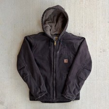 Carhartt J141 DKB brown hooded work wear jacket Small