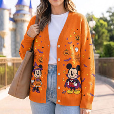 Halloween Mickey Minnie Cardigan, Disney Mouse Vampire Print Sweater