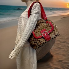 Coach Signature Canvas Satchel Shoulder Bag K...