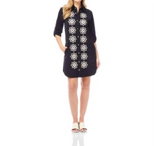 Karen Kane Petite Size Roll Tab Embroidered Mini Shirtdress Size XSP