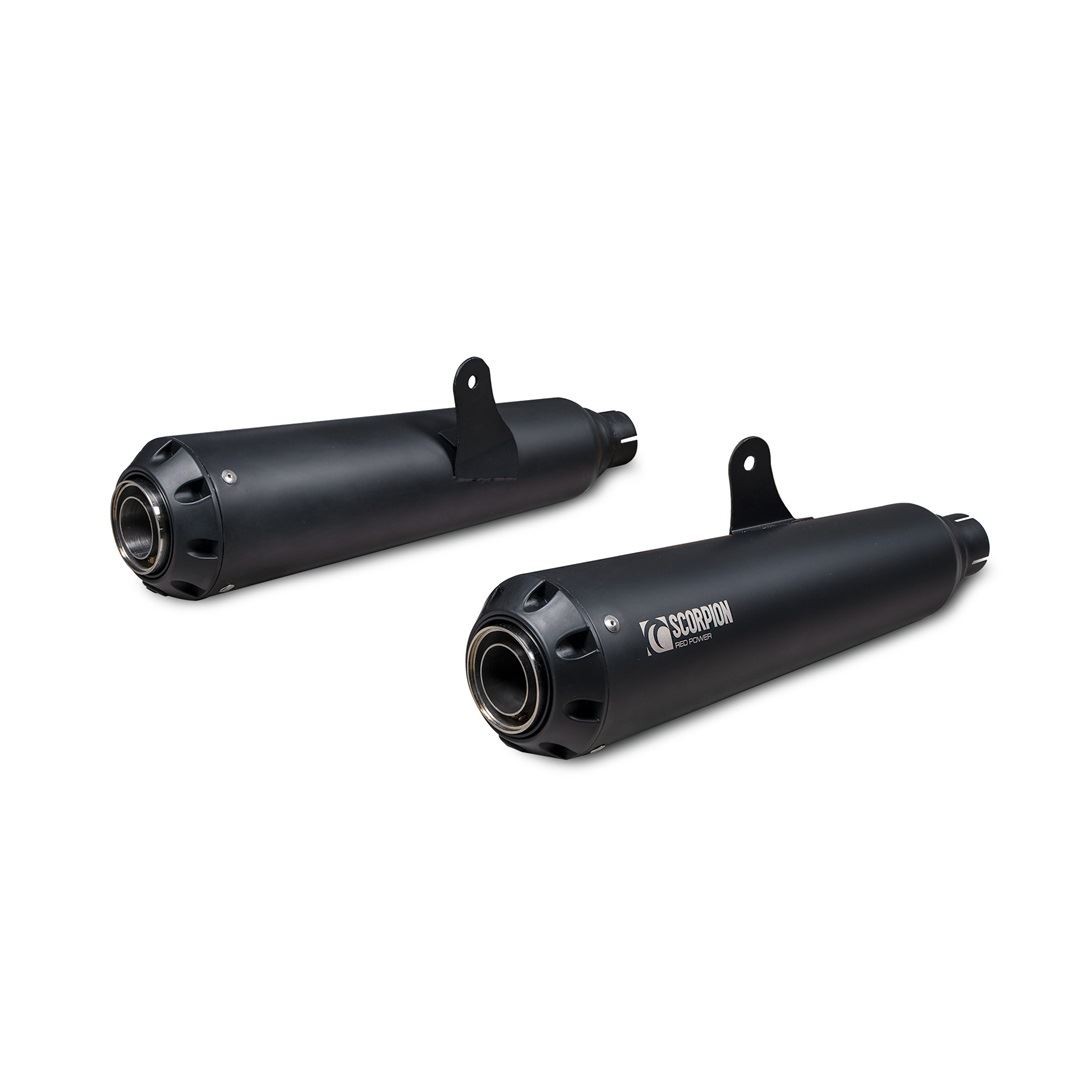 Scorpion Exhaust Red Power Slip-on Pair Blk Royal Enfield Interceptor 650 19-24