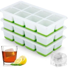 Ice Cube Trays Silicone 3 Pack Square with Lid Moulds Set Molds Maker Large