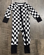 Bamboo Zipper Sleeper Black and White Check Print 6-12 m