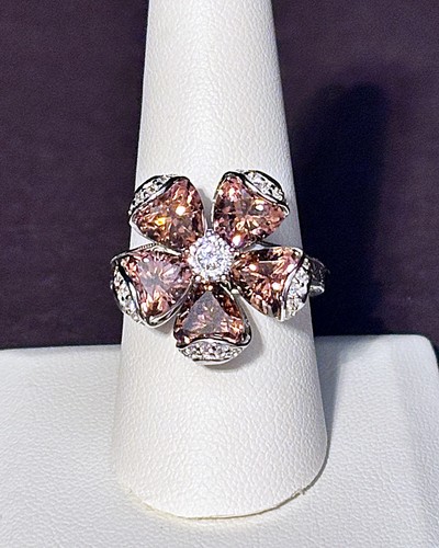 Tacori IV Diamonique Epiphany Flower w/Simulated Tourmaline Petals set in Silver