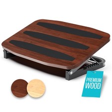 New Best Adjustable Under Desk Foot Stool - Ergonomic Rest with 7 Angles Walnut