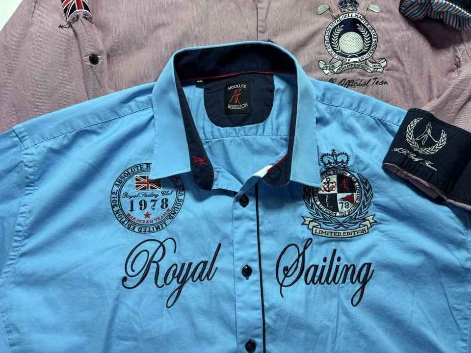 Lote 3 Camisas Bordadas Absolute Rebellion Para Hombre Golf Vela Esquí Preppy 4XL Foto 4 de 4
